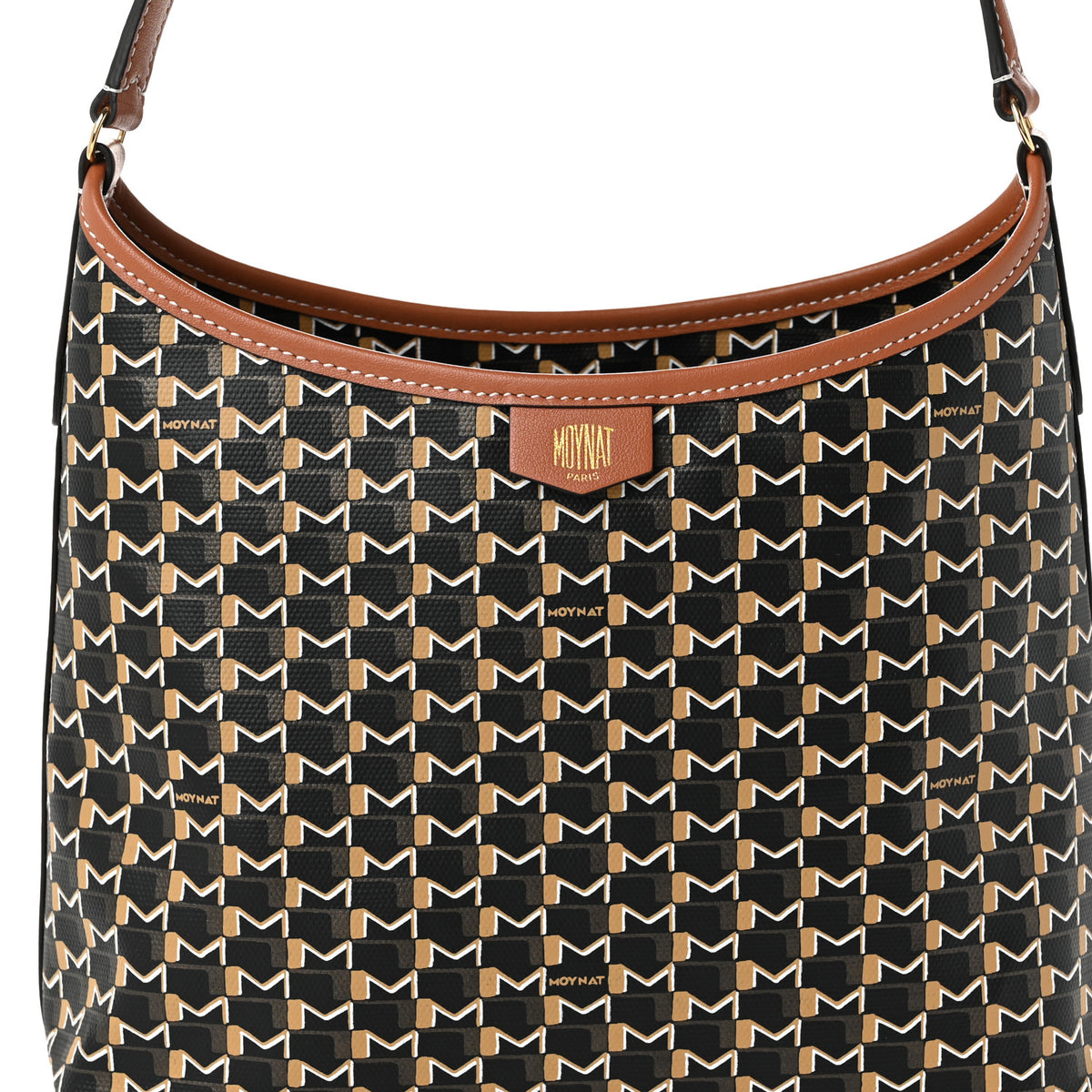 Moynat Calfskin Canvas M Mini Hobo Bag Brown 7 of 9