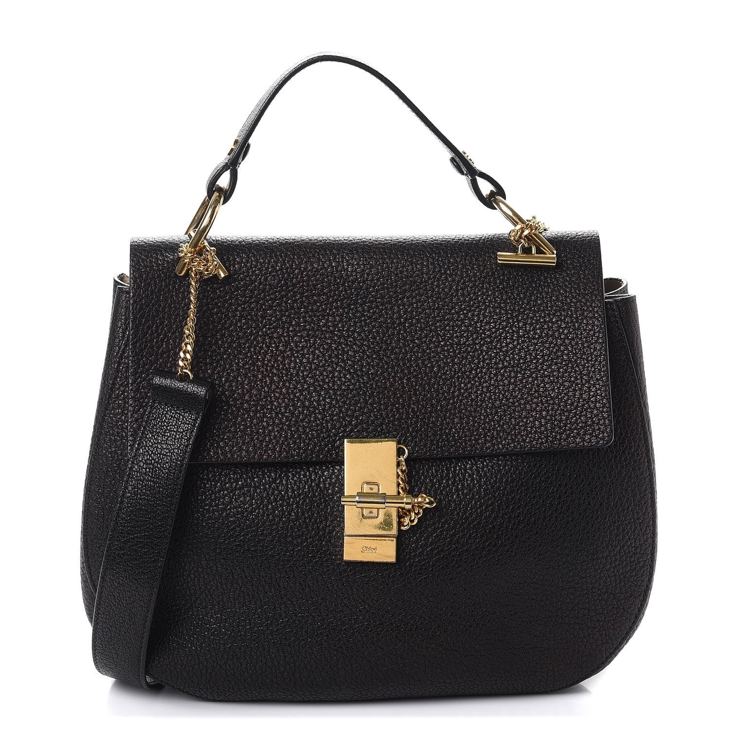 Chloe Grained Lambskin Large Drew Shoulder Bag Black 1 of 10