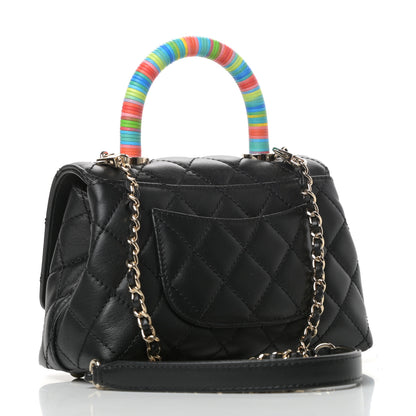 Chanel Goatskin Quilted Rainbow Extra Mini Coco Handle Flap Black 3 of 10