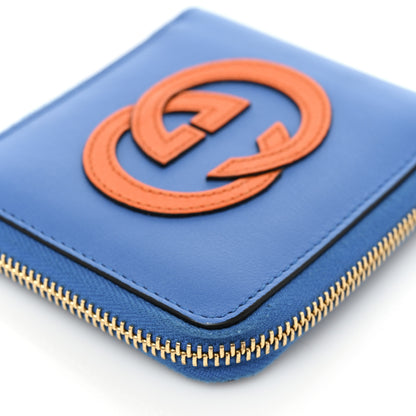Gucci Vitello Eclipse Interlocking G Zip Around Card Case Wallet Bright Splash Carrot Orange 10 of 12