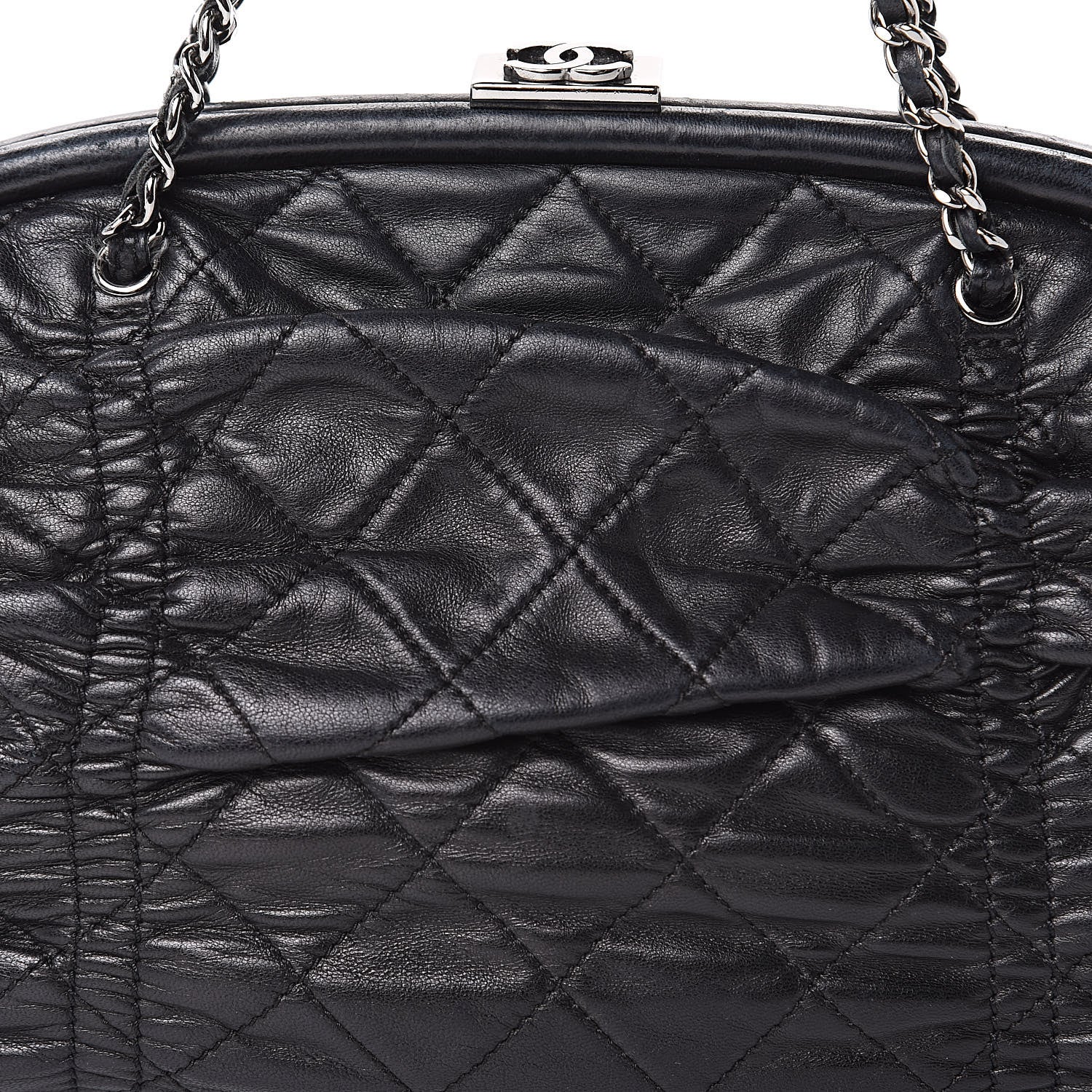 Chanel Lambskin Quilted Sharpei Frame Tote Black 14 of 19