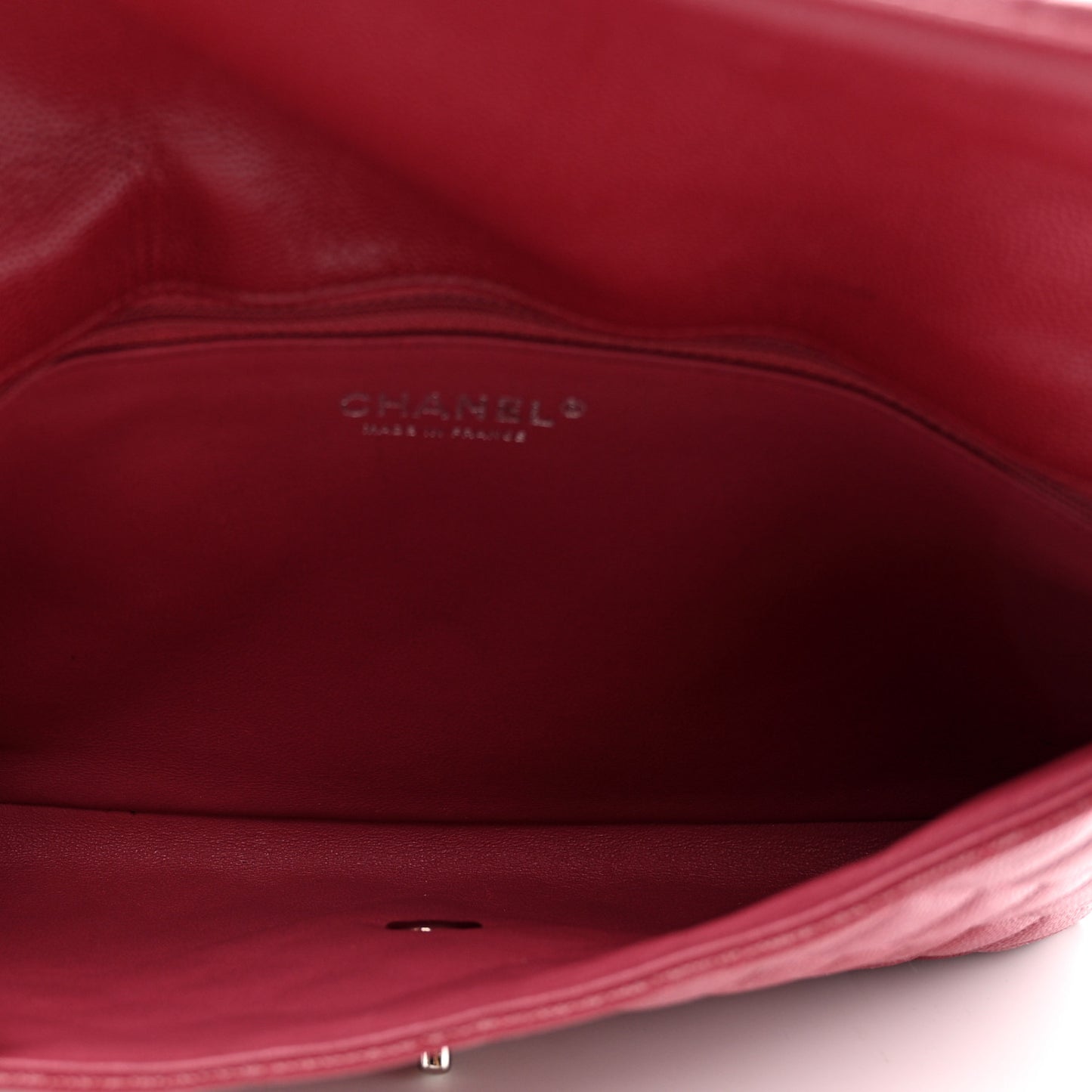 Caviar Quilted Flap Clutch Dark Red