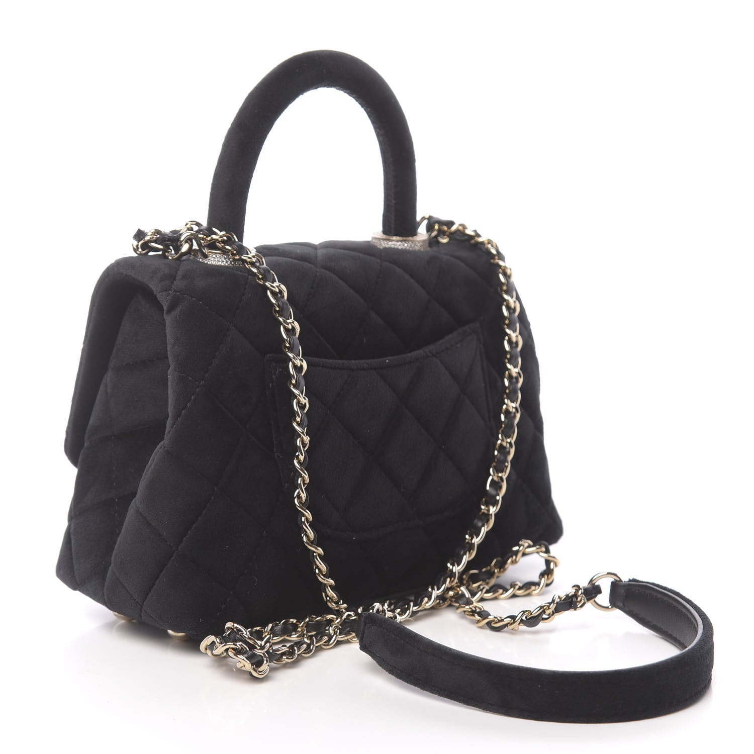 Chanel Velvet Crystal Quilted Extra Mini Coco Handle Flap Black 3 of 11