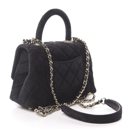 Chanel Velvet Crystal Quilted Extra Mini Coco Handle Flap Black 3 of 11