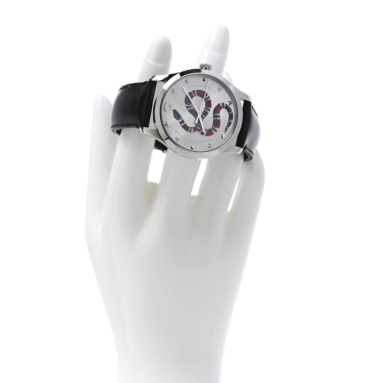 Gucci Stainless Steel Calfskin 38mm G-Timeless Snake Quartz Watch 2 of 9