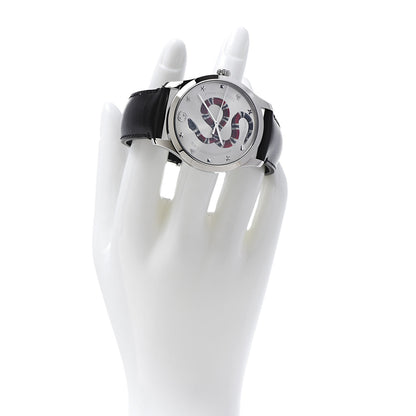 Gucci Stainless Steel Calfskin 38mm G-Timeless Snake Quartz Watch 2 of 9