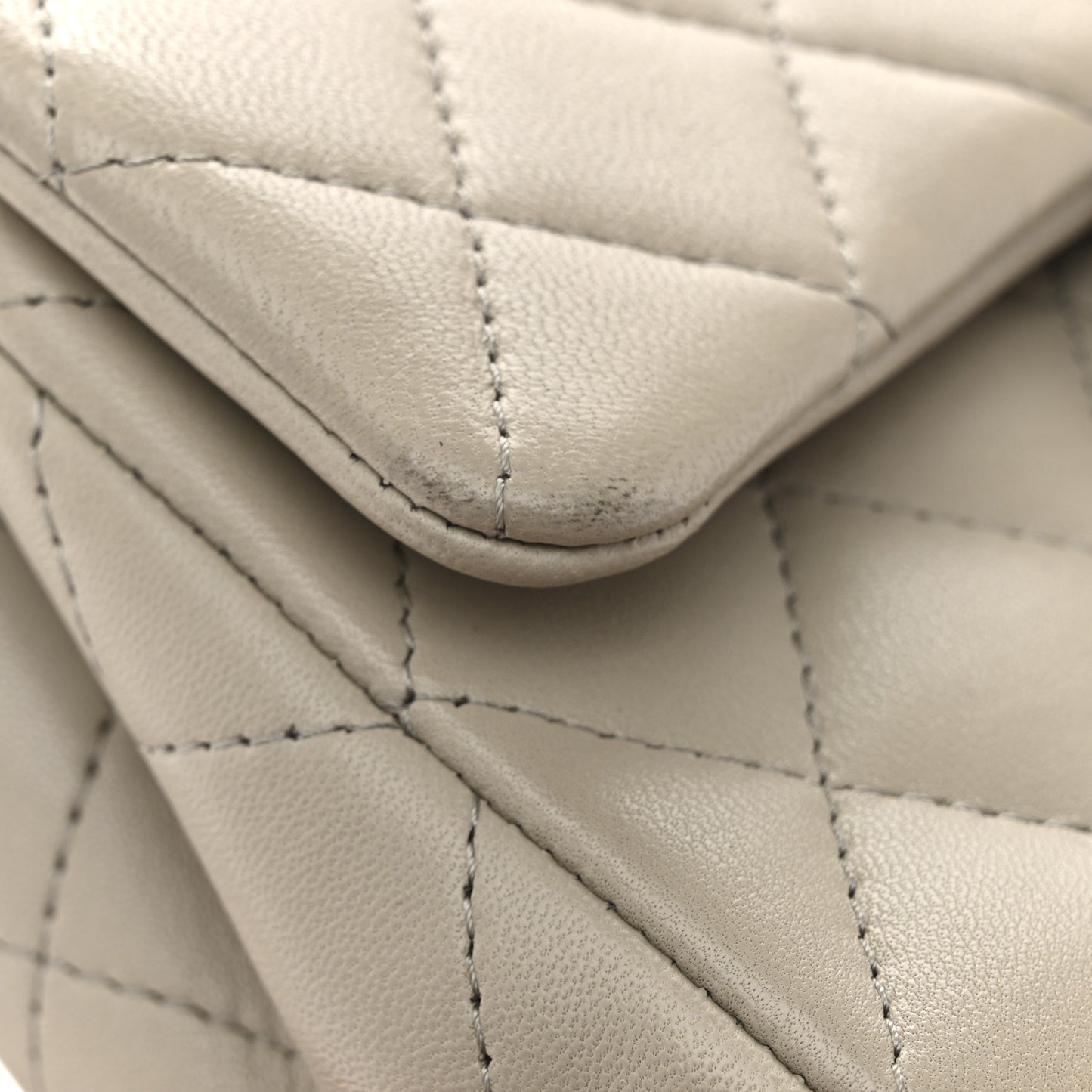 Lambskin Quilted Mini Rectangular Flap Grey