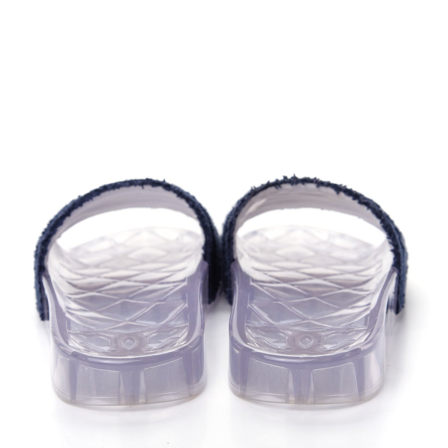 PVC Transparent Fabric CC Flat Slide Sandals 37 Navy