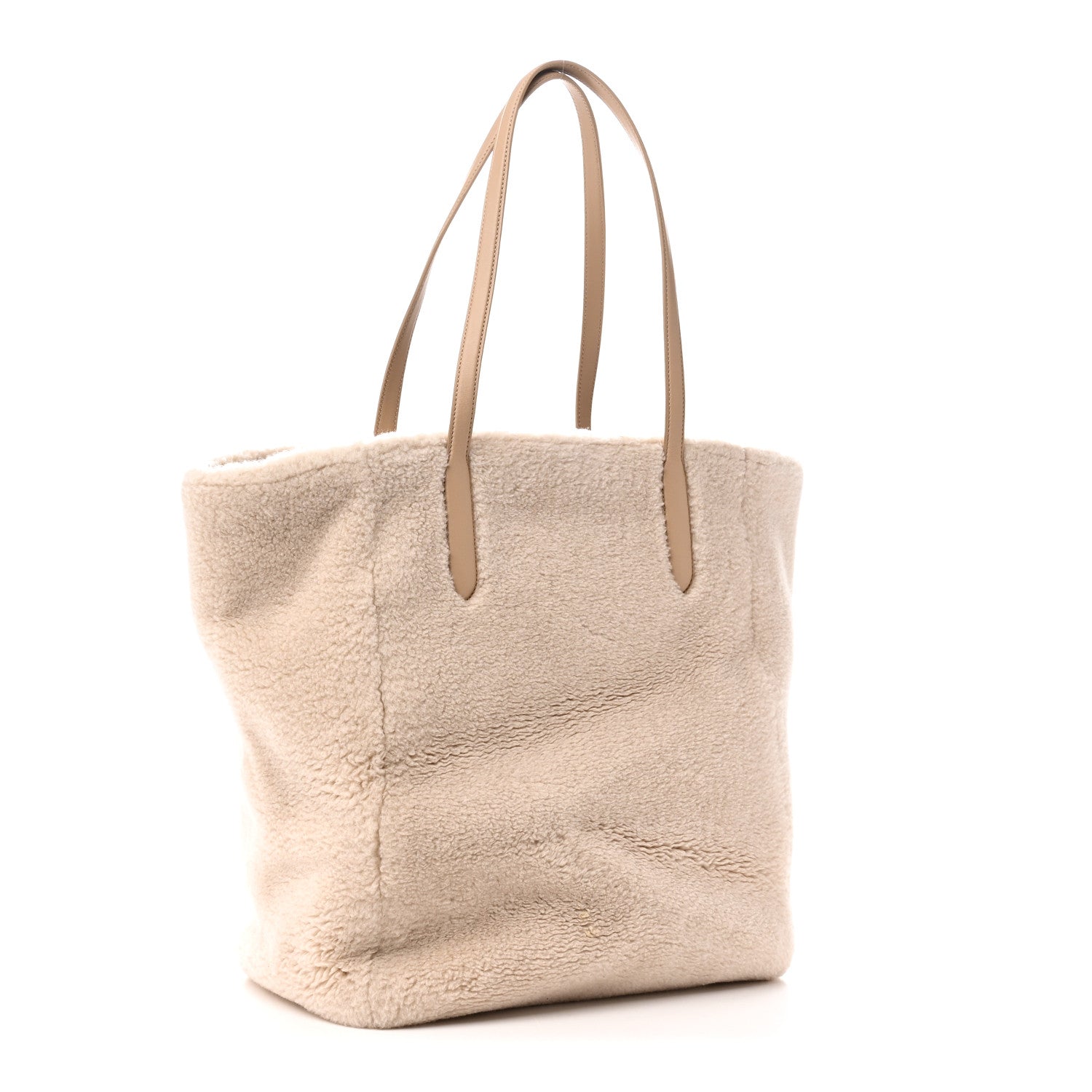 Loro Piana Cashfur Calfskin Large Sesia Tote Ancient Paper 3 of 9