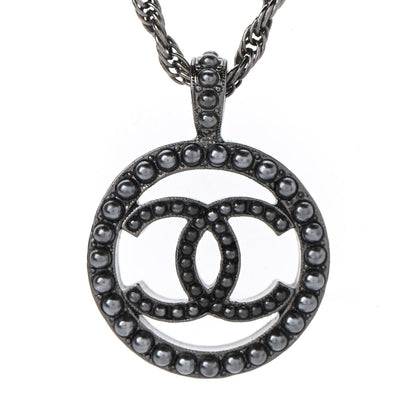 Chanel Ruthenium Pearl CC Round Pendant Necklace 4 of 7