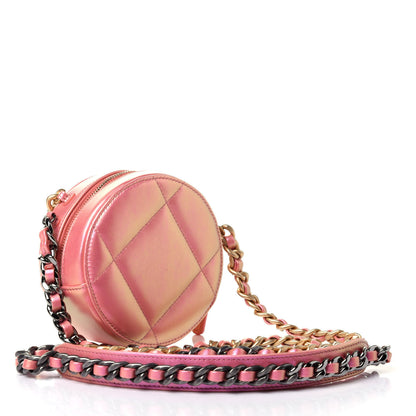 Chanel Iridescent Calfskin Quilted Chanel 19 Round Clutch With Chain Pink 2 of 4