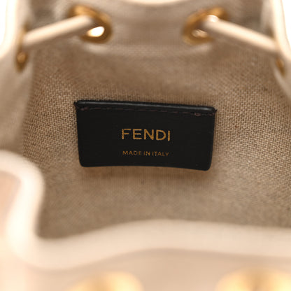 Fendi Canvas Nappa F is Fendi FF Embroidered Mini Mon Tresor Bucket Bag Grezzo White Nuvola 7 of 9