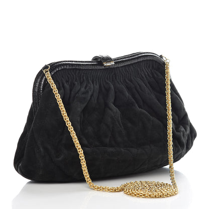 Chanel Suede Lizard Frame Clutch Black 3 of 16