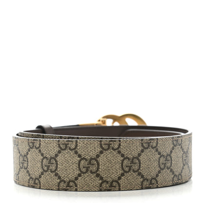 Gucci GG Supreme Monogram Plutone Calfskin Double G Reversible 37mm Belt 85 34 Beige Ebony New Acero 2 of 6