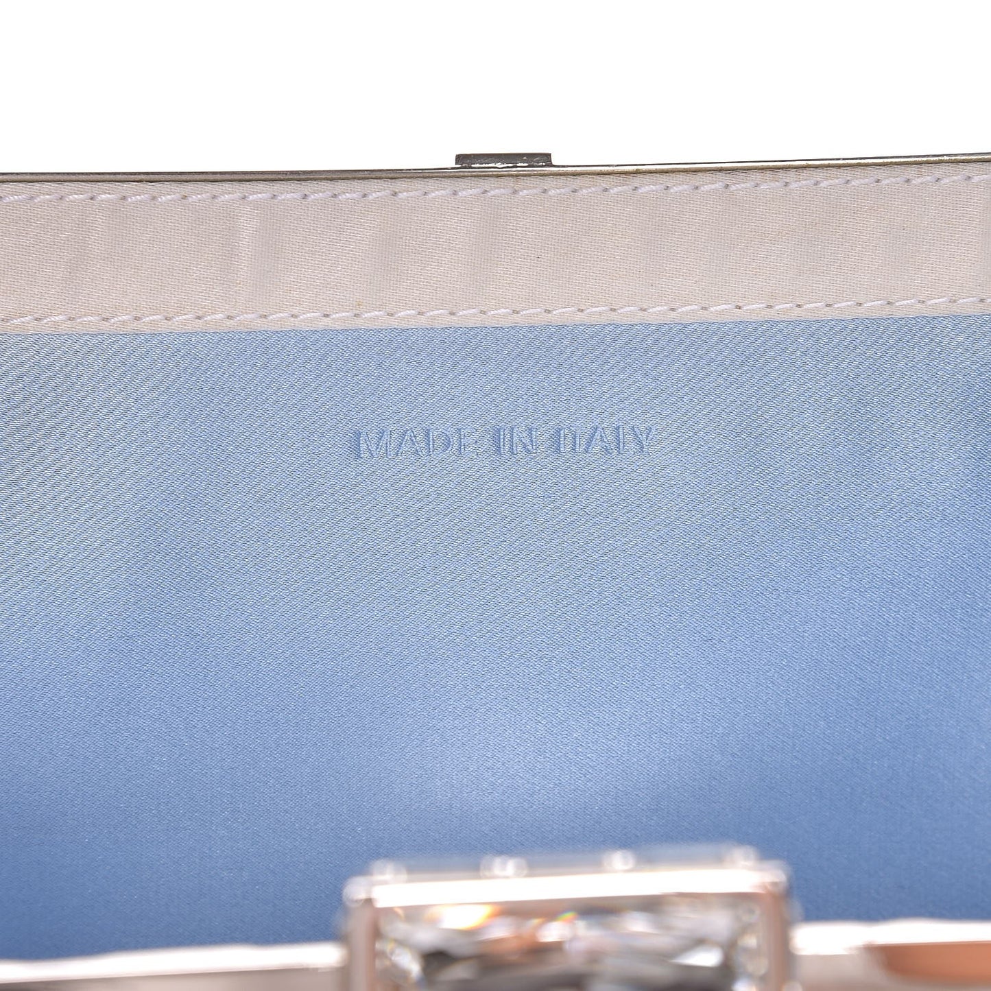 Crystal Satin Chevron Pleated Clutch Ivory