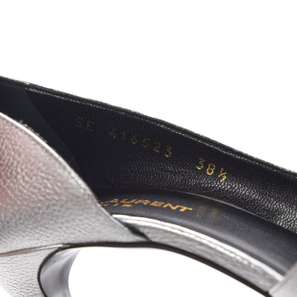 Saint Laurent Metallic Grained Calfskin Janis 105 D'Orsay Pumps 38.5 Argento 8 of 16