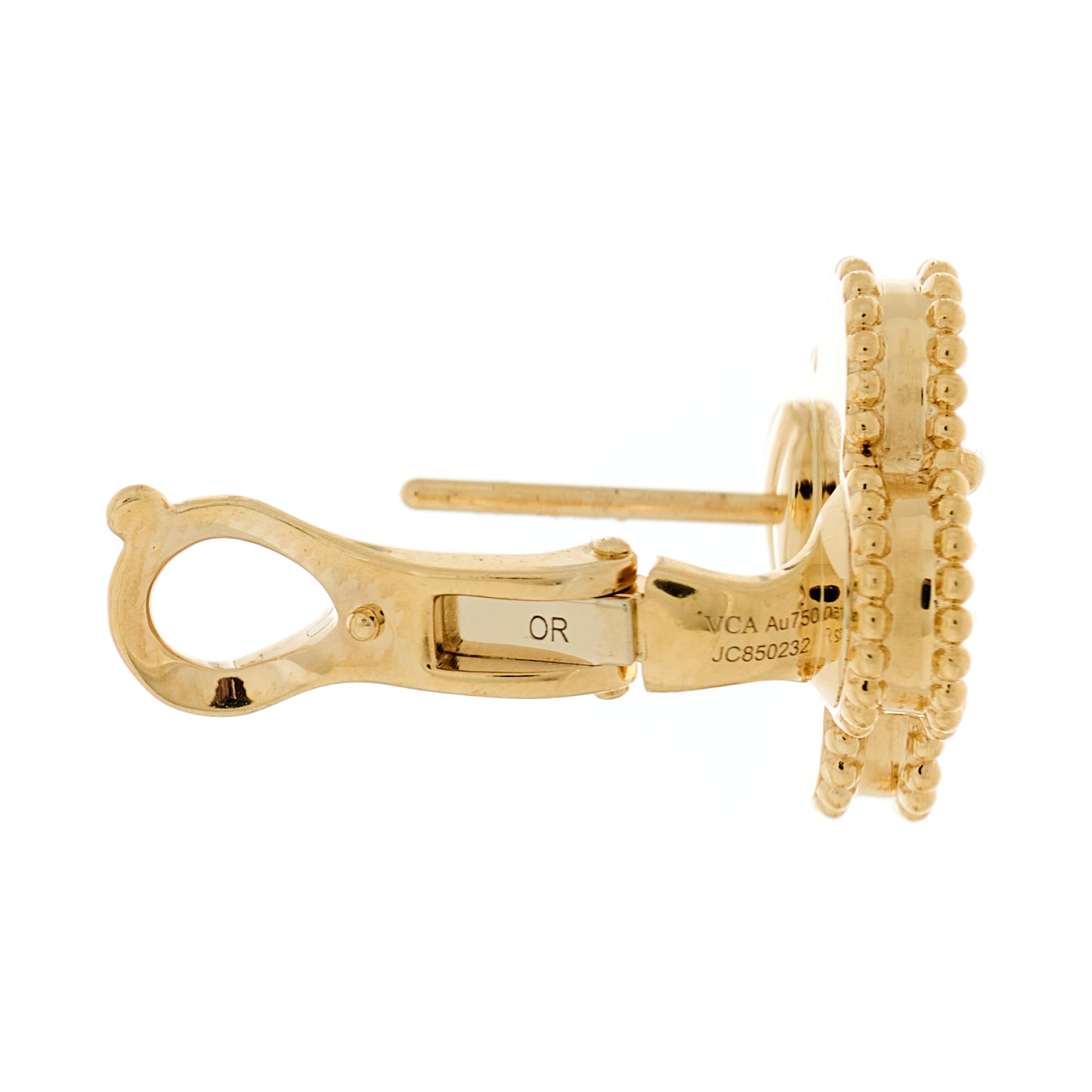 18K Yellow Gold Guilloche Vintage Alhambra Earrings