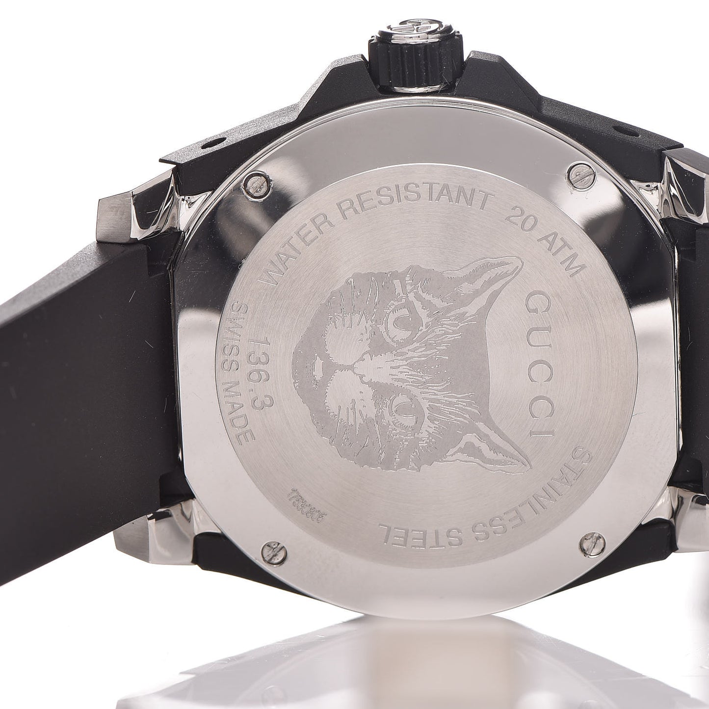 Stainless Steel Rubber 40mm Dive Feline Quartz Watch Black