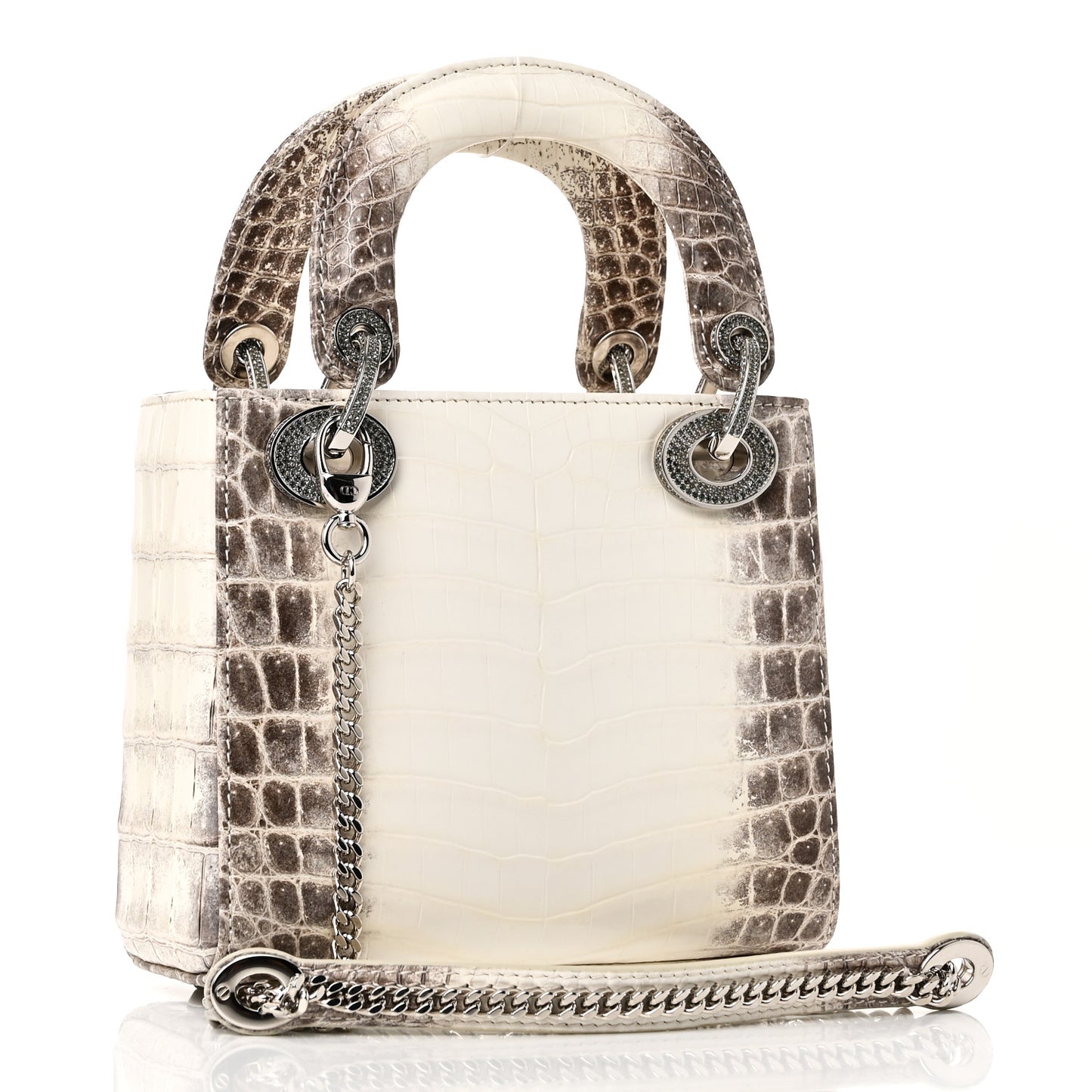 Niloticus Crocodile Himalaya Crystal Mini Lady Dior White