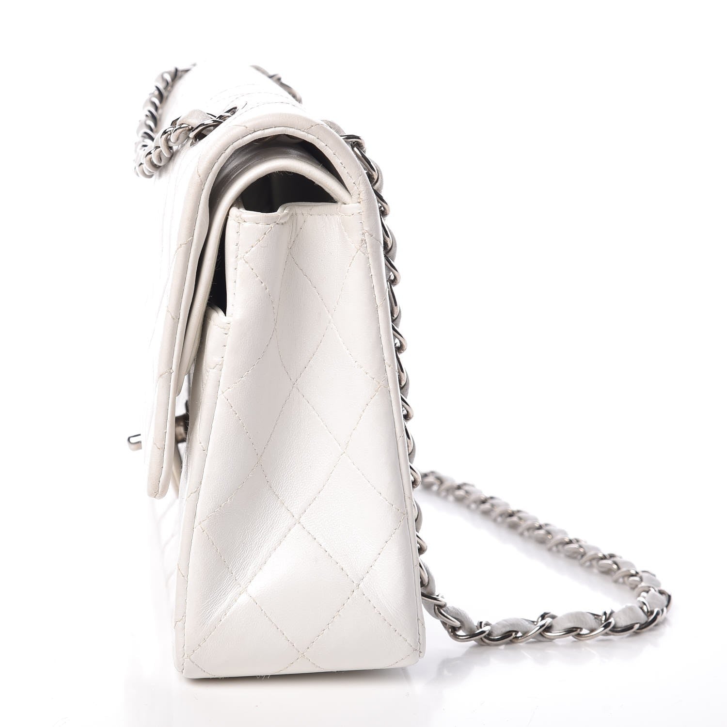 Chanel Lambskin Quilted Medium Double Flap White 13 of 16