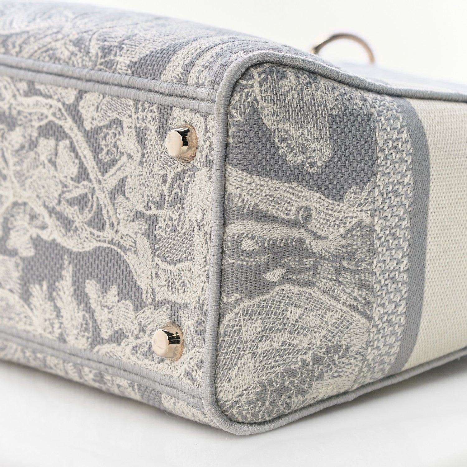 Christian Dior Canvas Toile De Jouy Reverse Embroidered Medium Lady D-Lite Gray 9 of 9