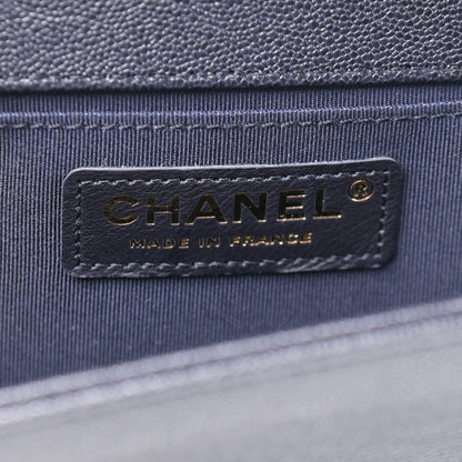 Chanel Caviar Quilted Medium Boy Flap Dark Navy Blue 5 of 8