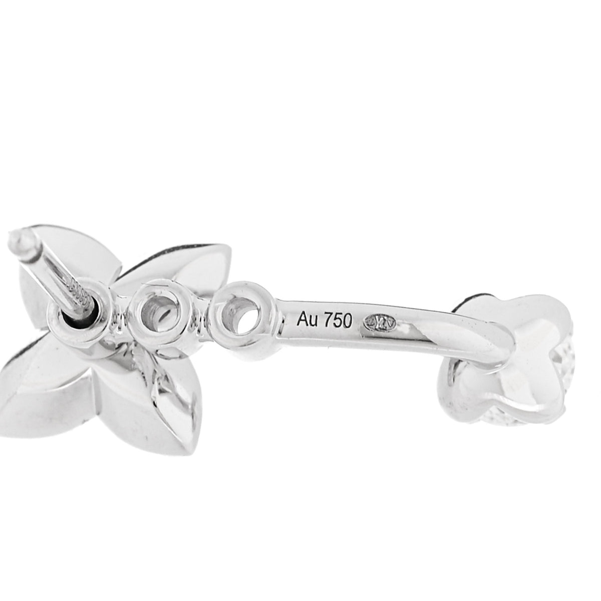 18K White Gold Diamond LV Double Stud Earrings