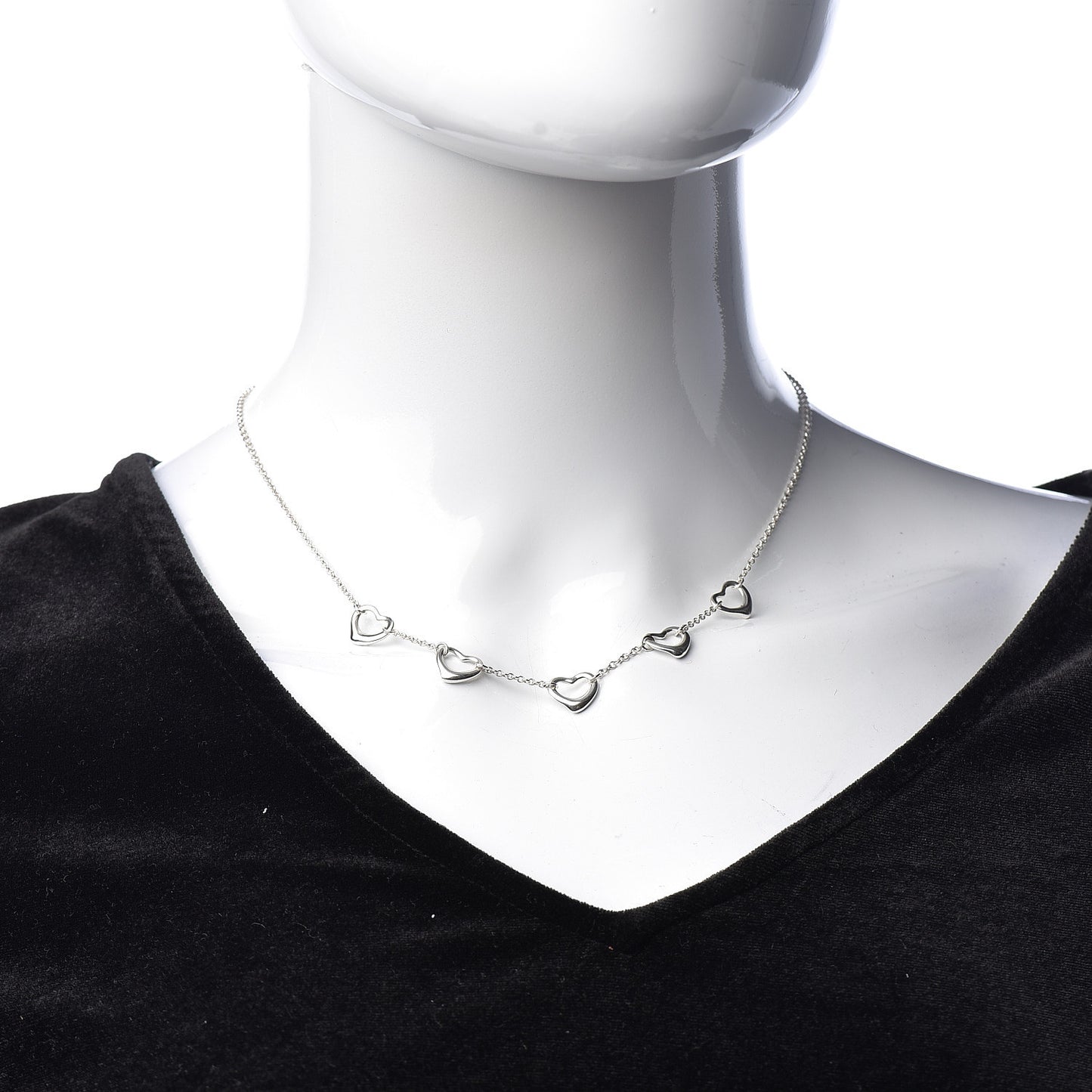 Sterling Silver Elsa Peretti 5 Open Hearts Necklace