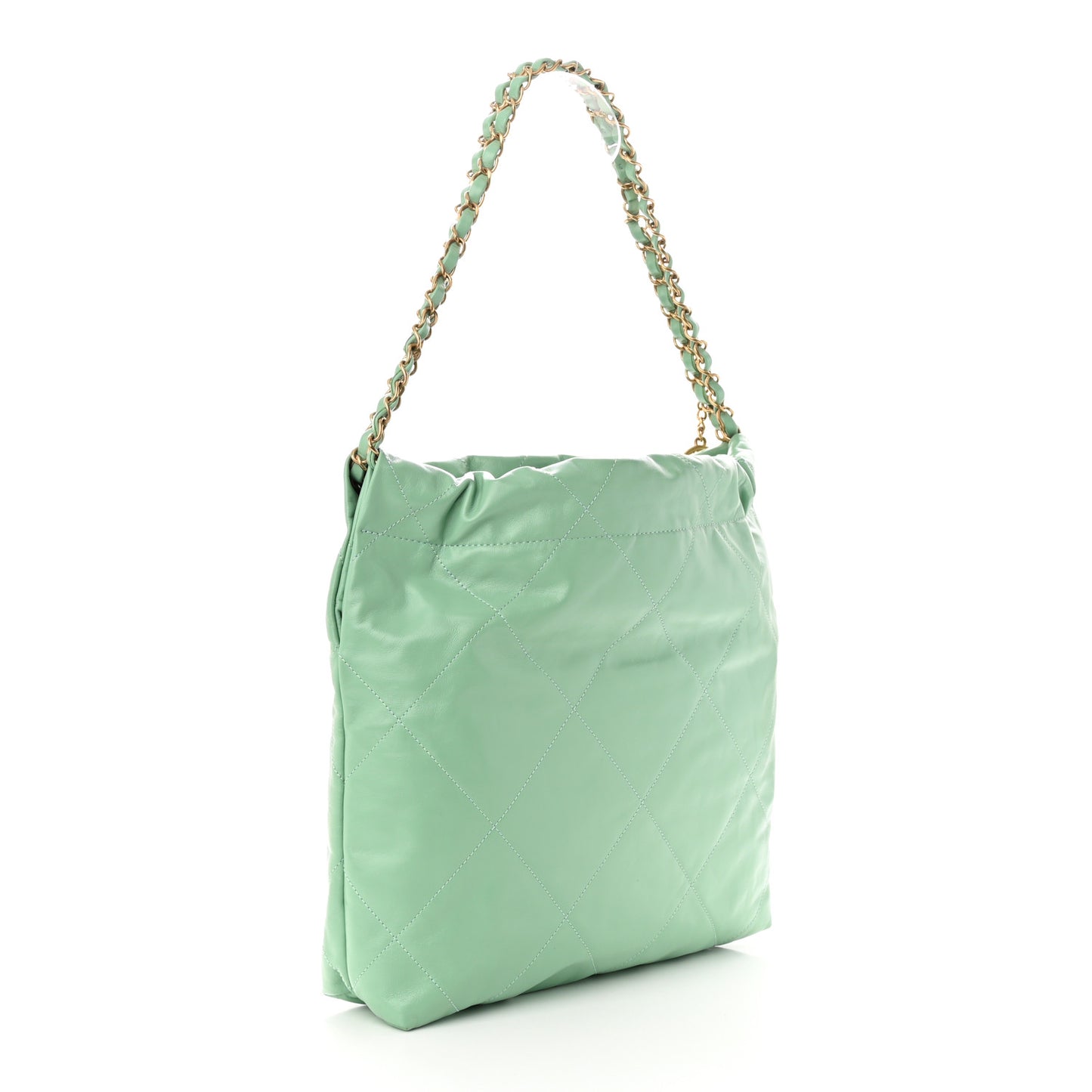 Shiny Calfskin Quilted Small Chanel 22 Light Green
