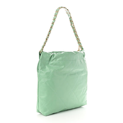 Chanel Shiny Calfskin Quilted Small Chanel 22 Light Green 4 of 11