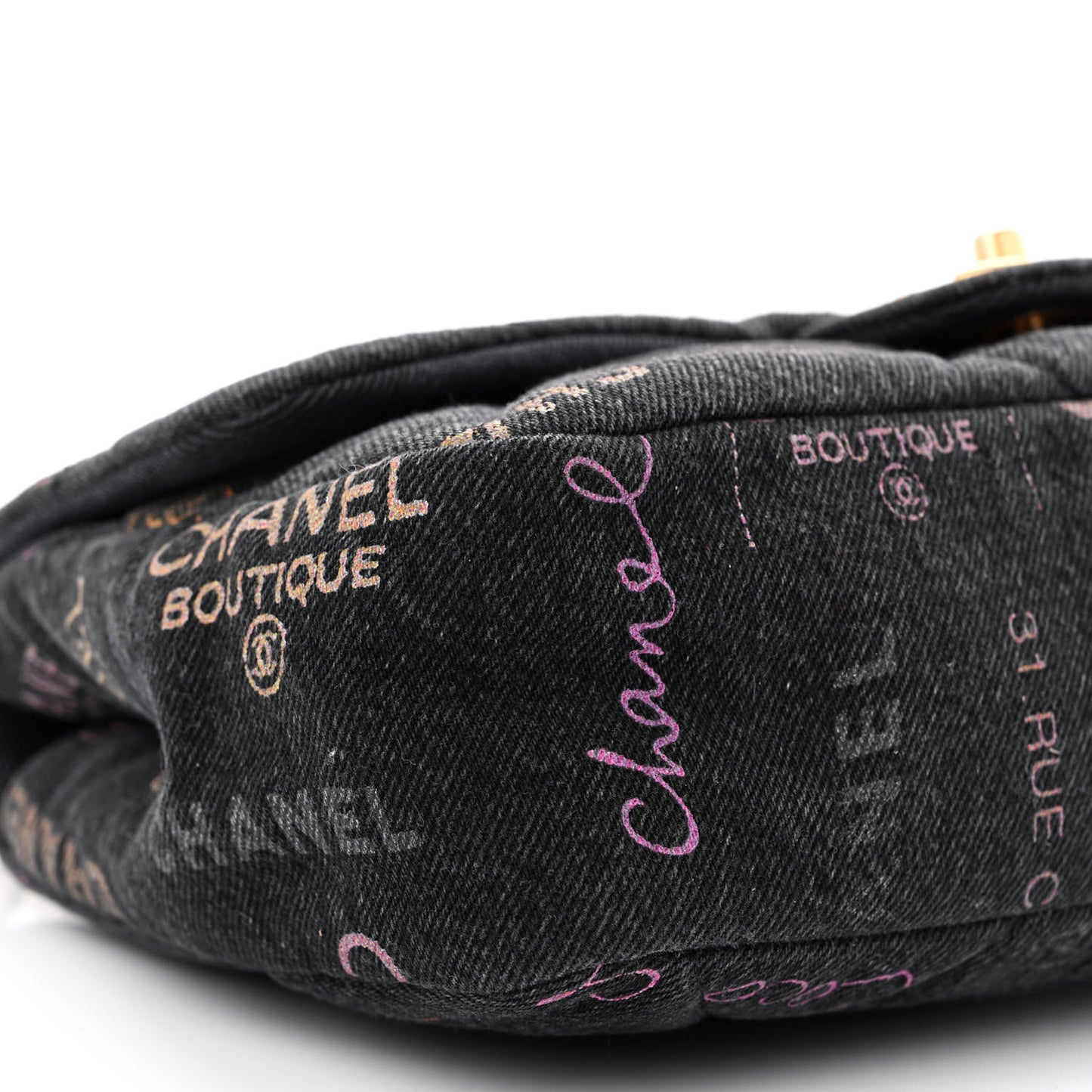 Denim Quilted Denim Mood Large Flap Black Multicolor