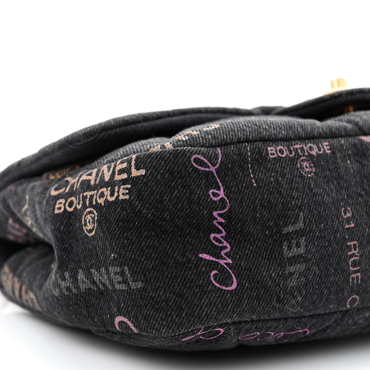 Chanel Denim Quilted Denim Mood Large Flap Black Multicolor 9 of 10