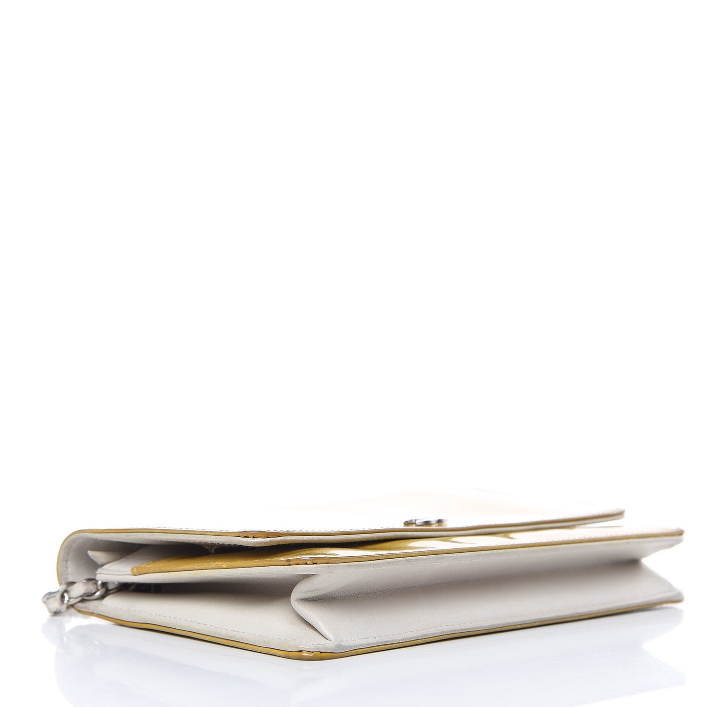 Patent Camellia Print Wallet On Chain WOC Yellow