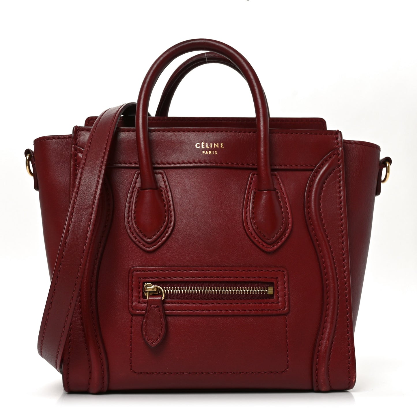 Smooth Calfskin Nano Luggage Burgundy