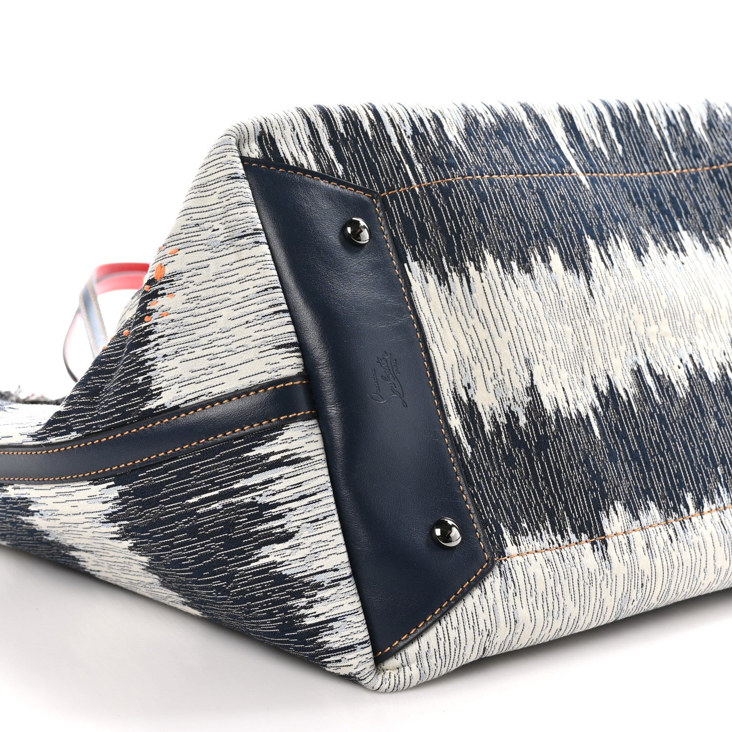 Christian Louboutin Denim Frangibus Printed Tote Dark Blue Multicolor 9 of 10