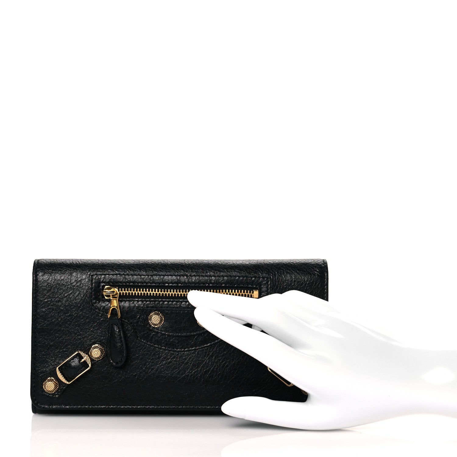 Balenciaga Agneau Giant 12 Gold Hardware Money Wallet Black 2 of 10