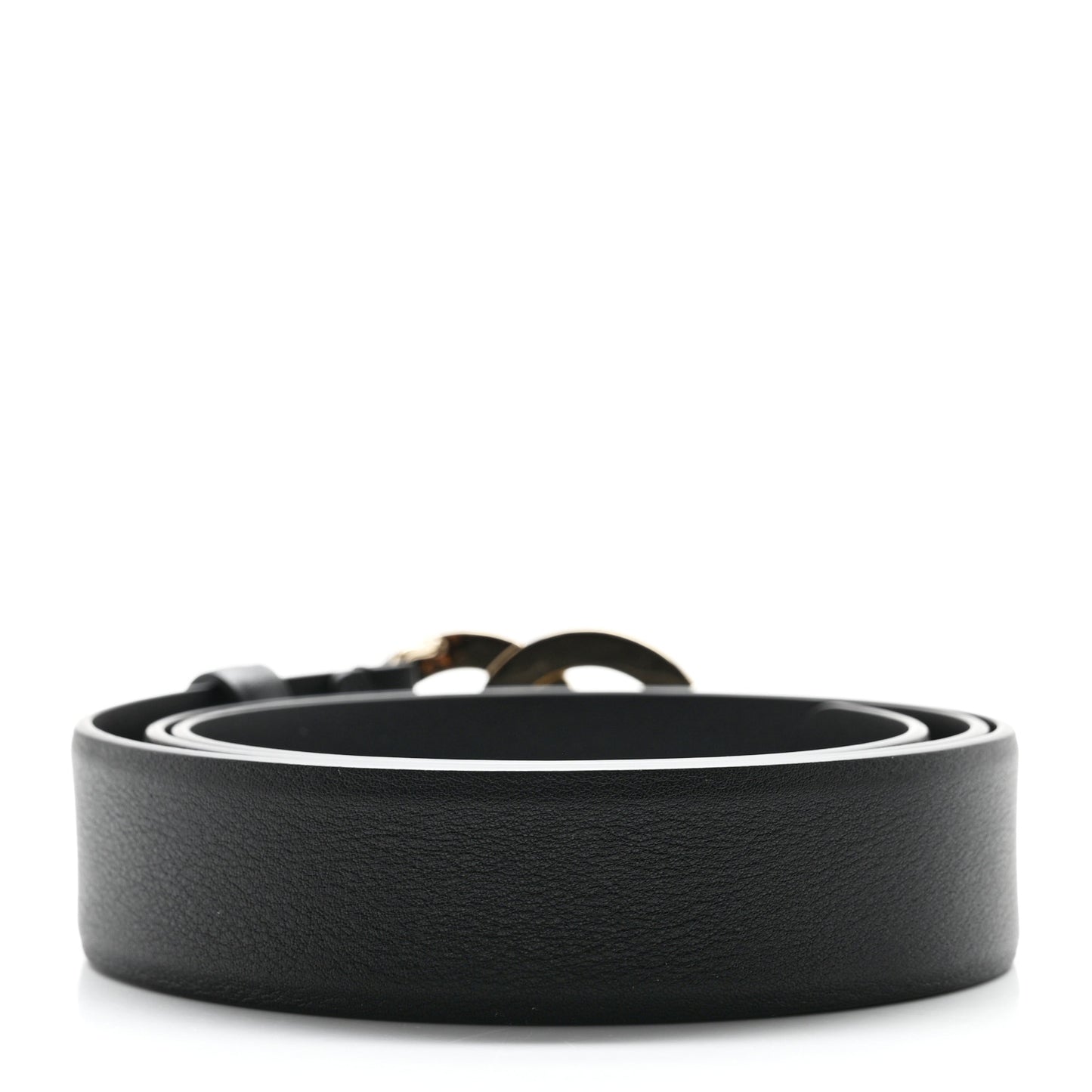 Calfskin Crystal Metal CC Belt 85 34 Black