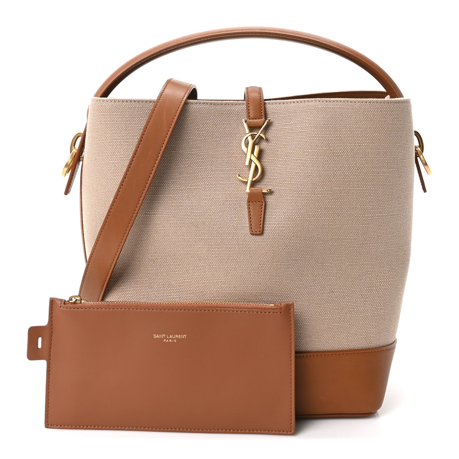 Saint Laurent Raffia Vegetable Le 37 Bucket Bag Naturel Brick 3 of 11
