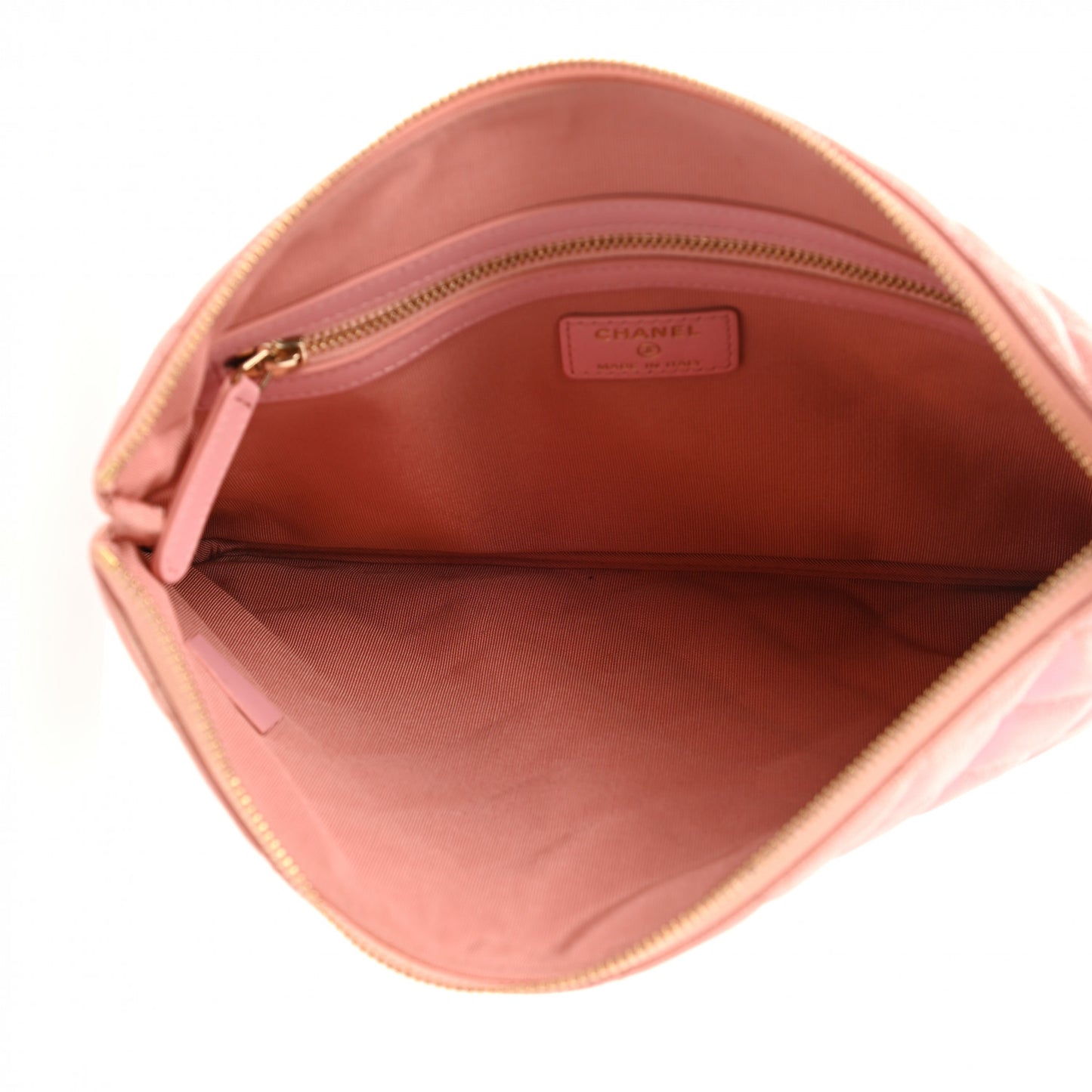 Iridescent Caviar Quilted Medium Cosmetic Case Rose Pink