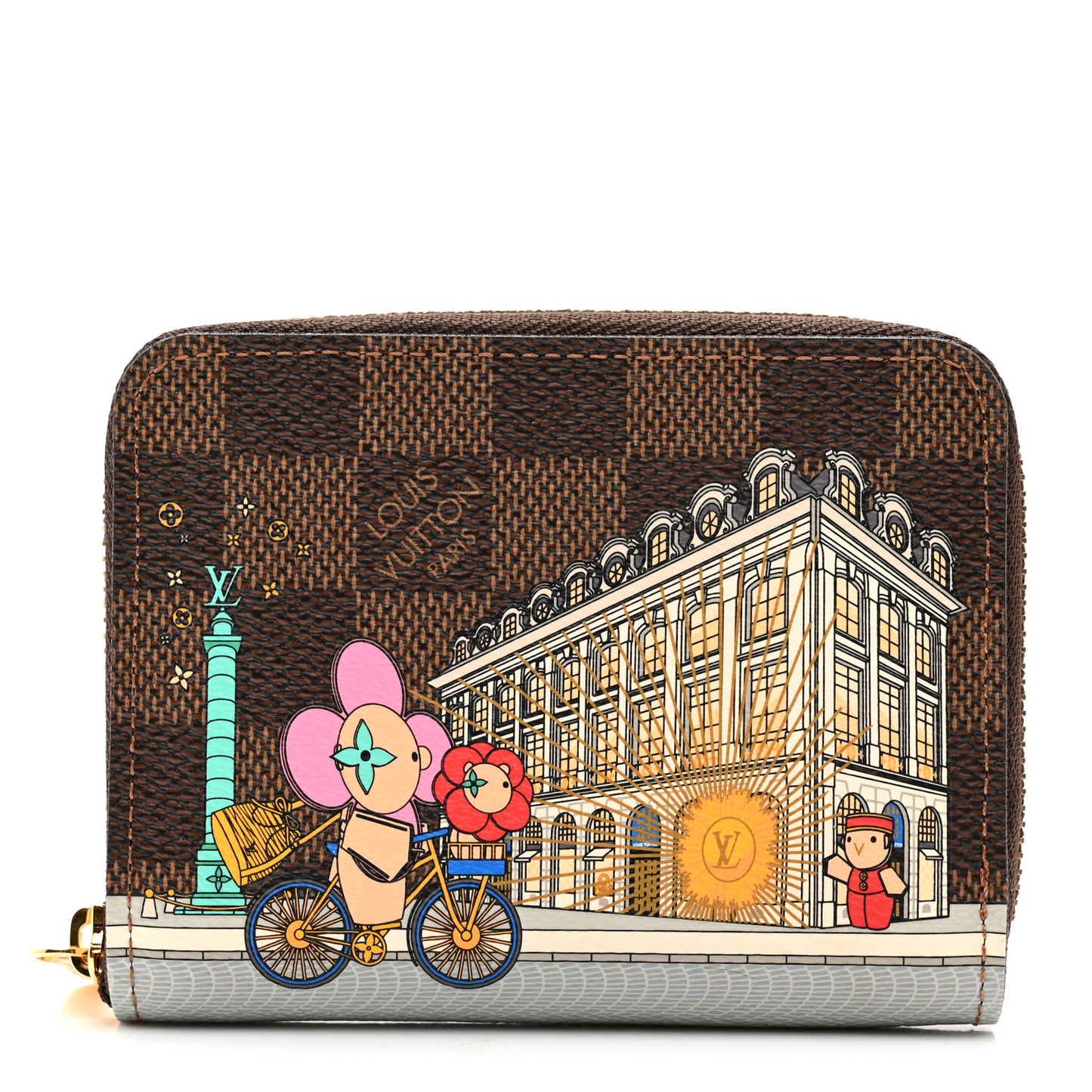 Damier Ebene 2022 Christmas Animation Paris Zippy Coin Purse Pink