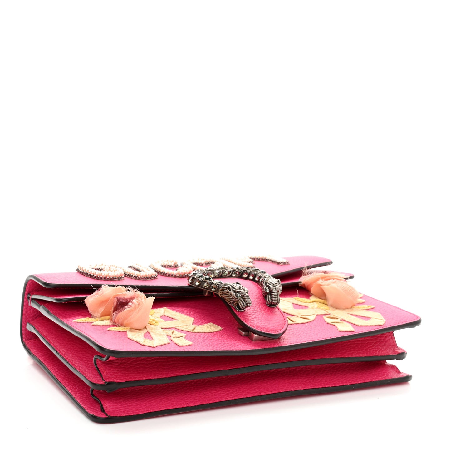 Pebbled Calfskin Embellished Guccify Small Dionysus Shoulder Bag Rosa