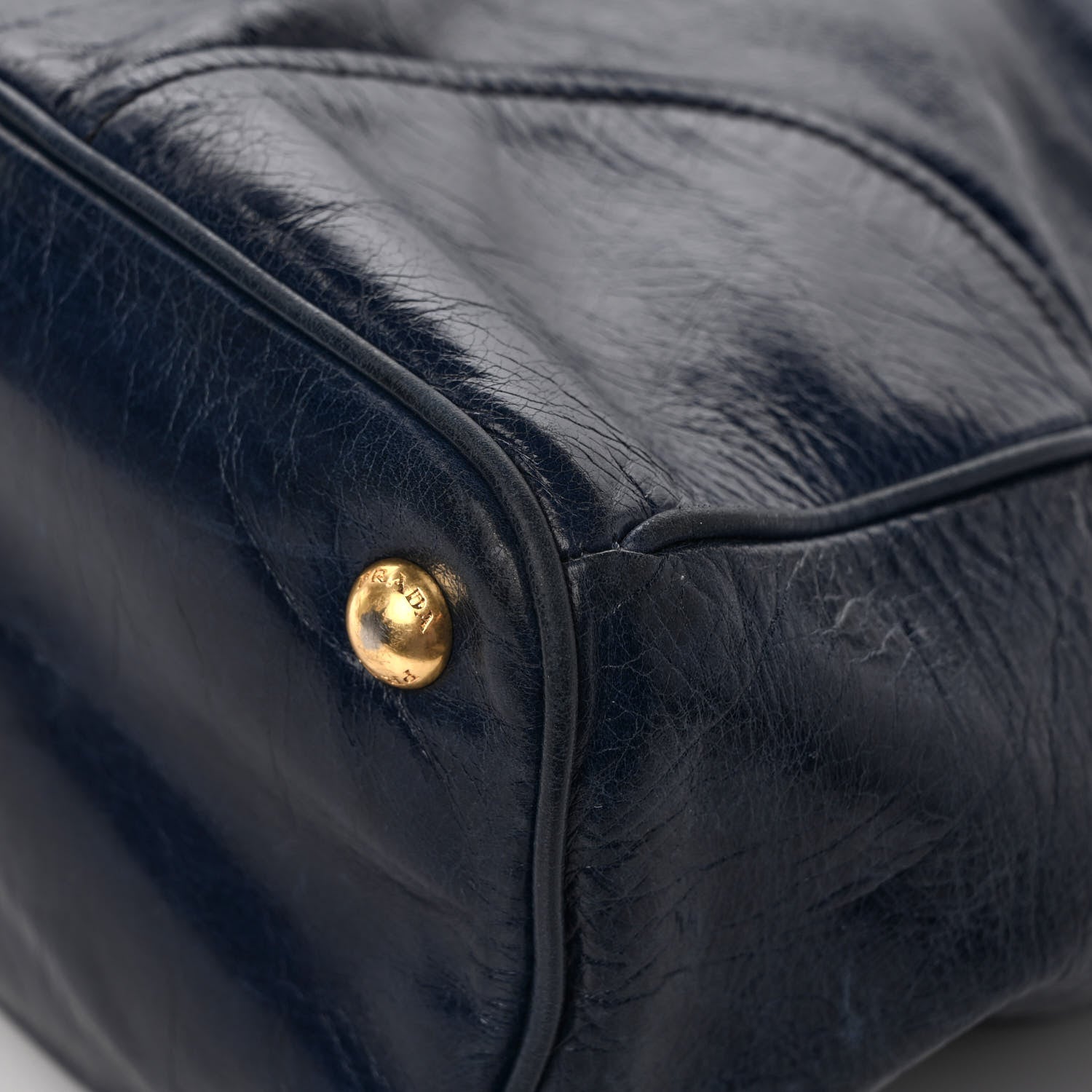 Prada Vitello Shine Shopping Satchel Navy 12 of 13