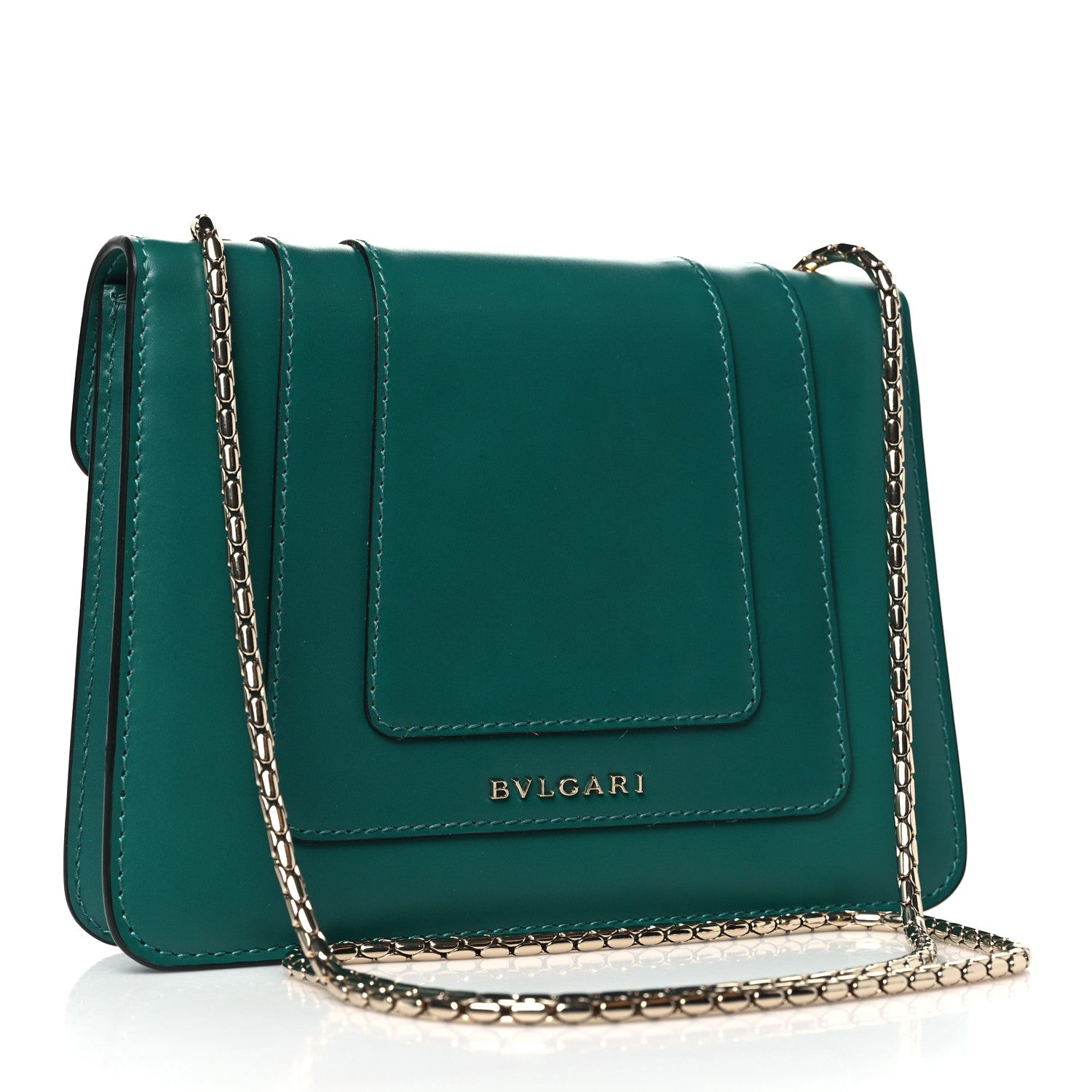 Bulgari Calfskin Small Serpenti Forever Snake Strap Crossbody Bag Emerald Green 4 of 10