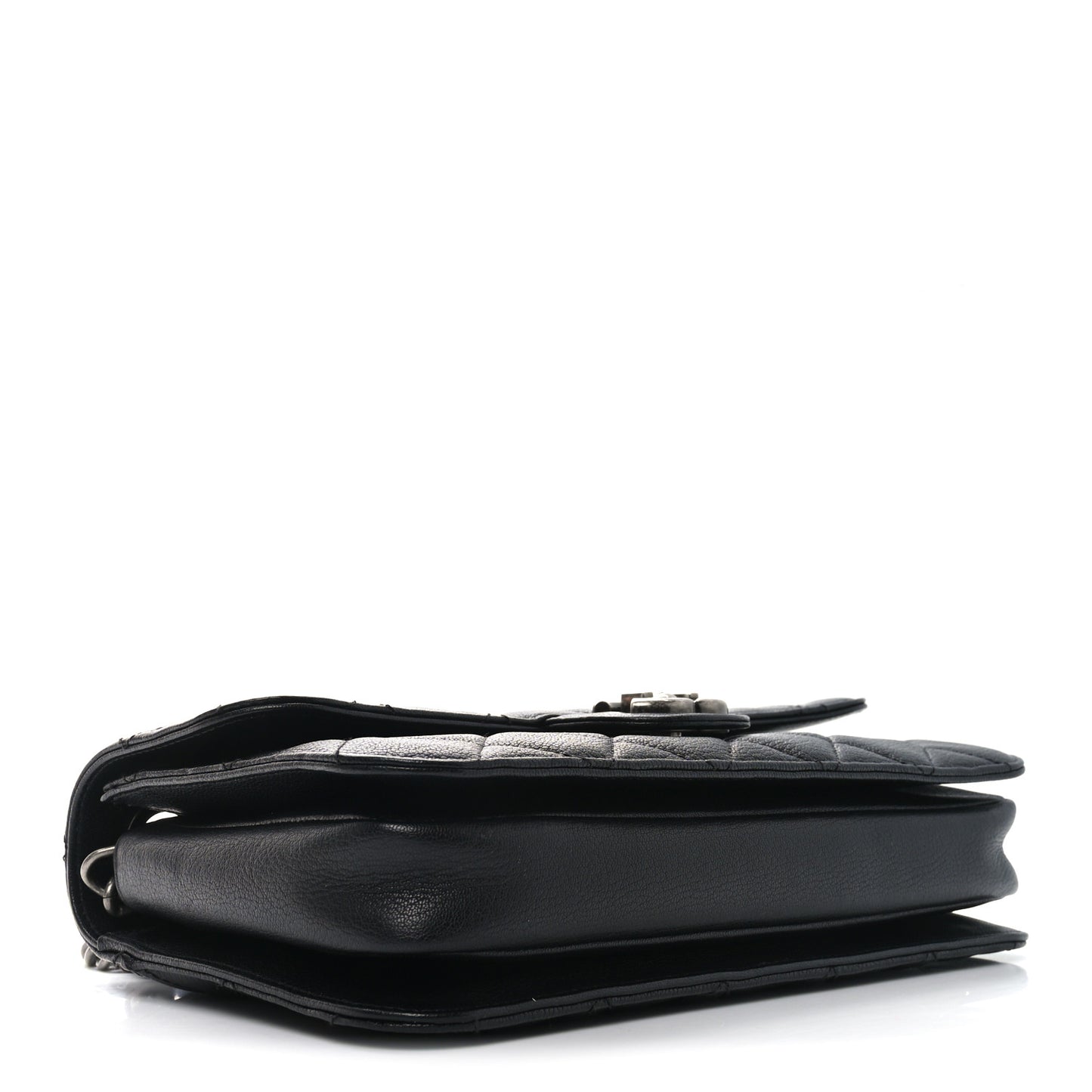 Goatskin Quilted Medium Perfect Edge Flap Black