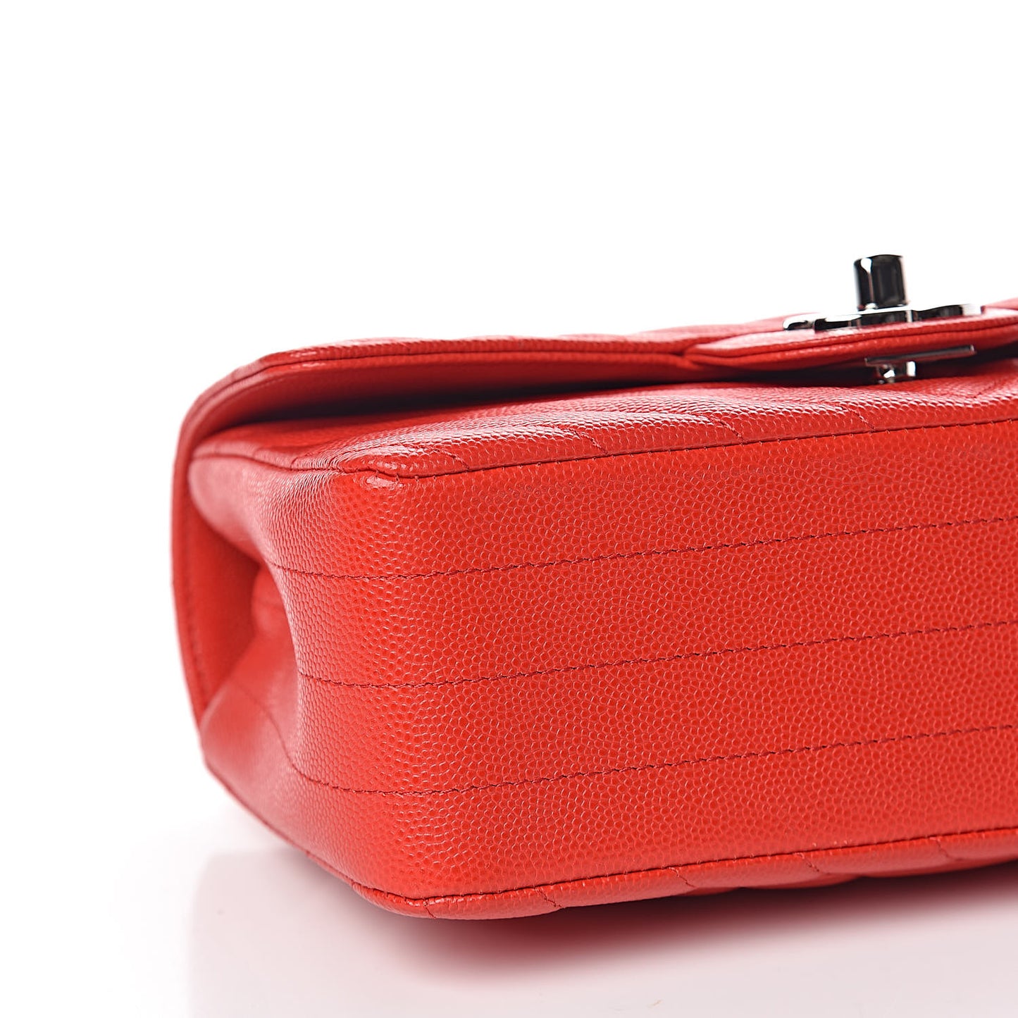 Caviar Chevron Quilted Mini Rectangular Flap Red