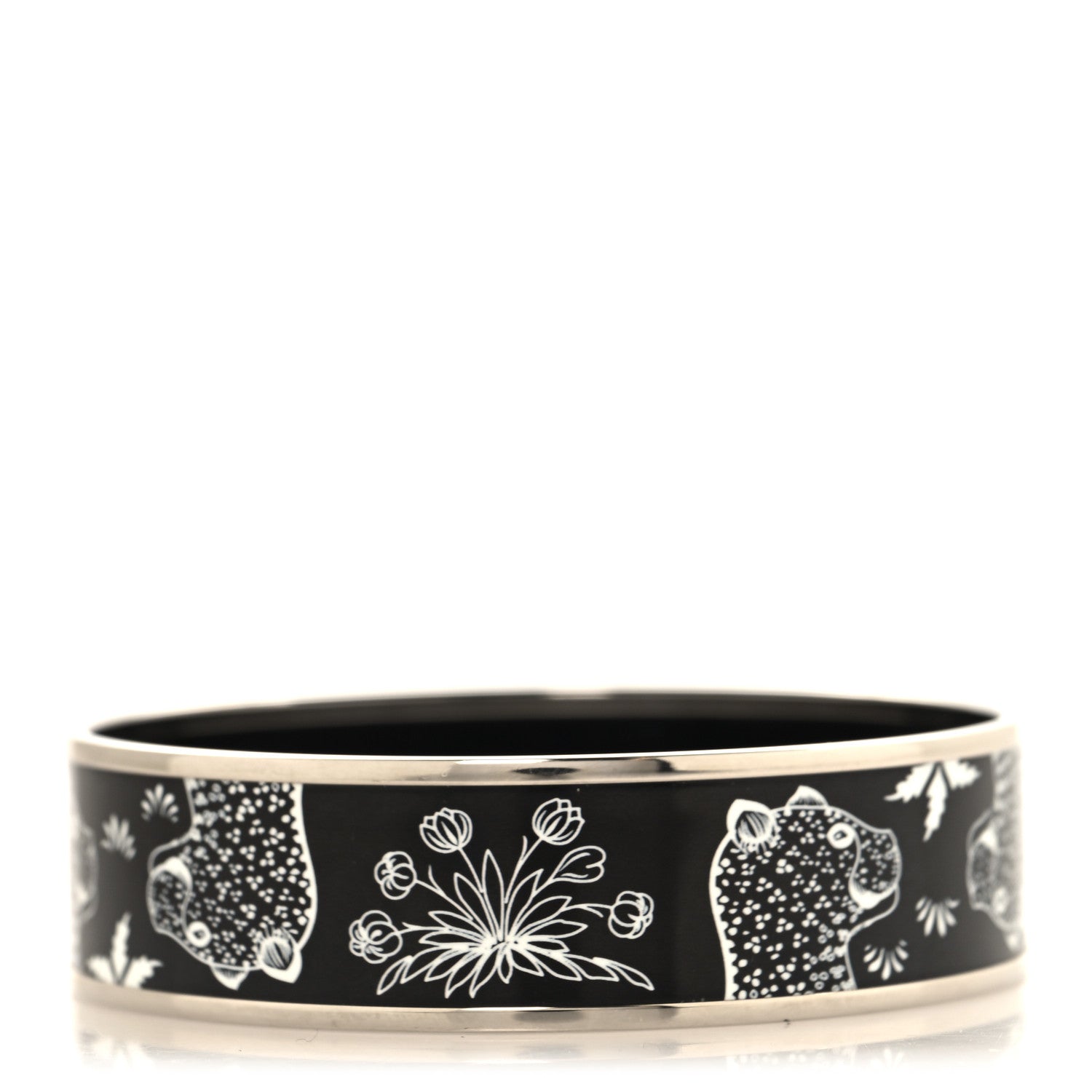 Hermes Enamel Printed Wide Les Léopards Bracelet 70 Positif Negatif 1 of 5