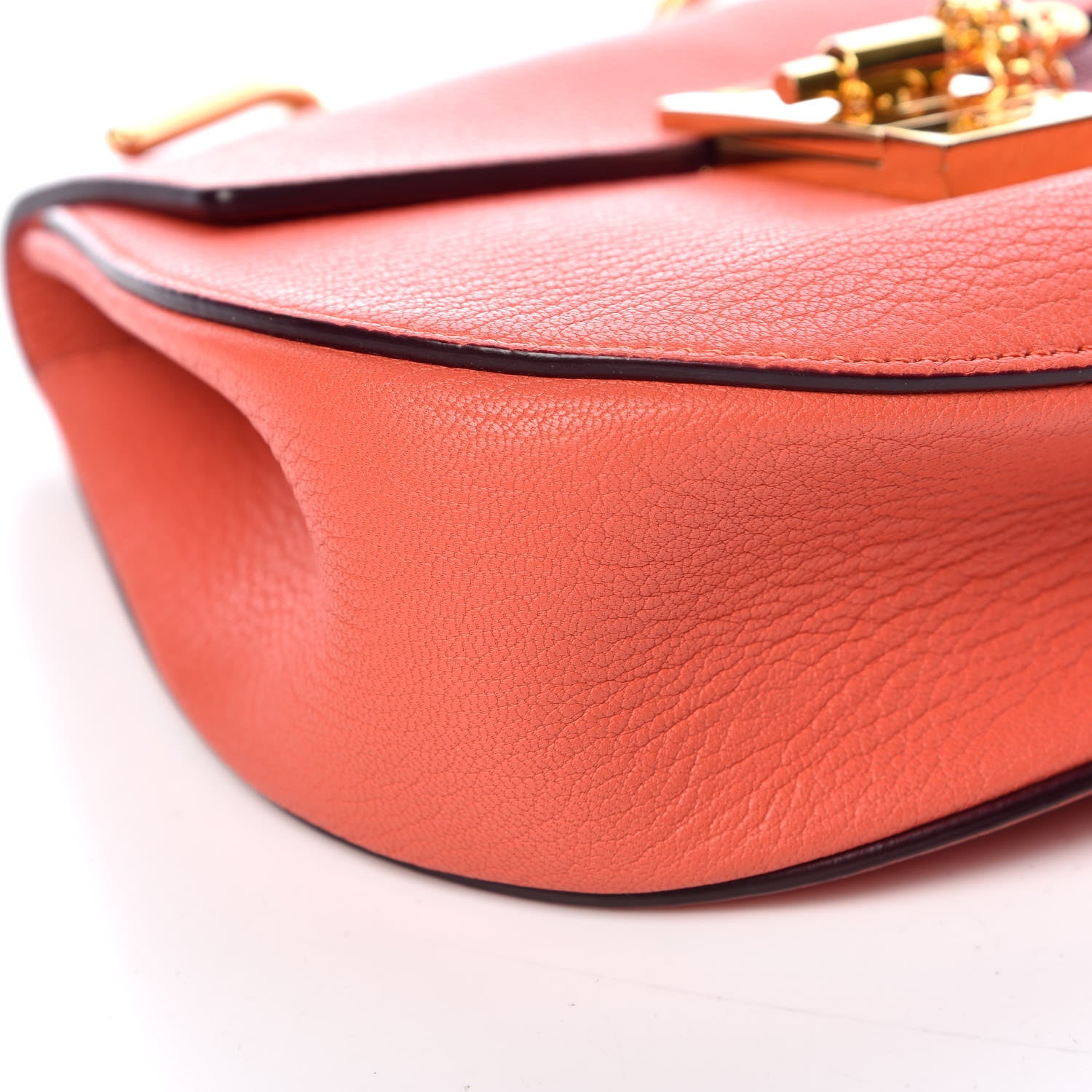 Chloe Grained Lambskin Mini Drew Shoulder Bag Orange 5 of 14