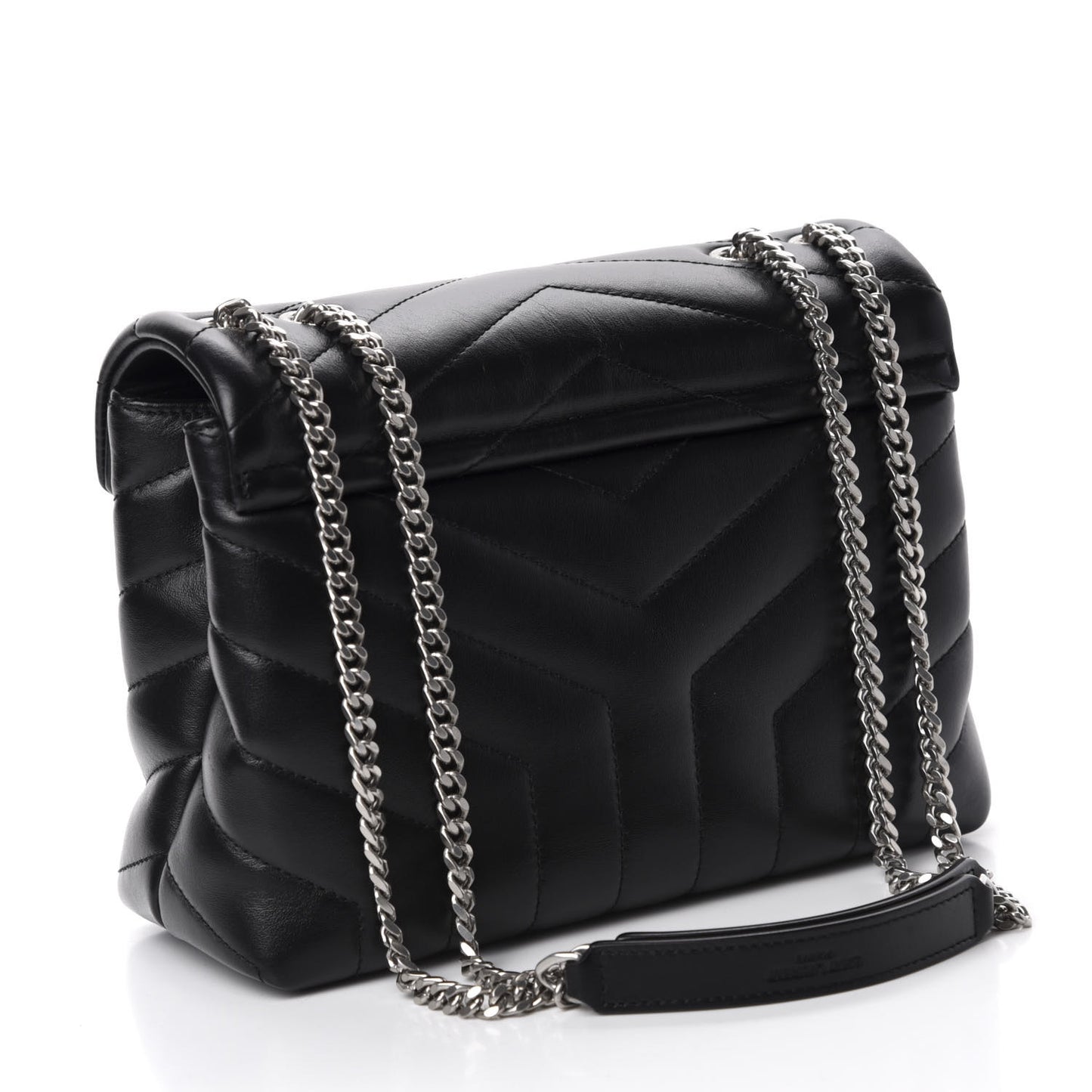 Calfskin Y Quilted Monogram Small Loulou Chain Satchel Black