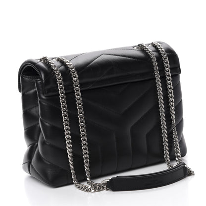 Saint Laurent Calfskin Y Quilted Monogram Small Loulou Chain Satchel Black 3 of 11