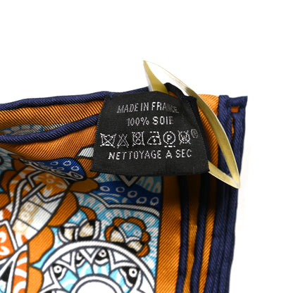 Hermes Silk La Legende de La Foret Scarf 90 Gold Bleu Black 3 of 7